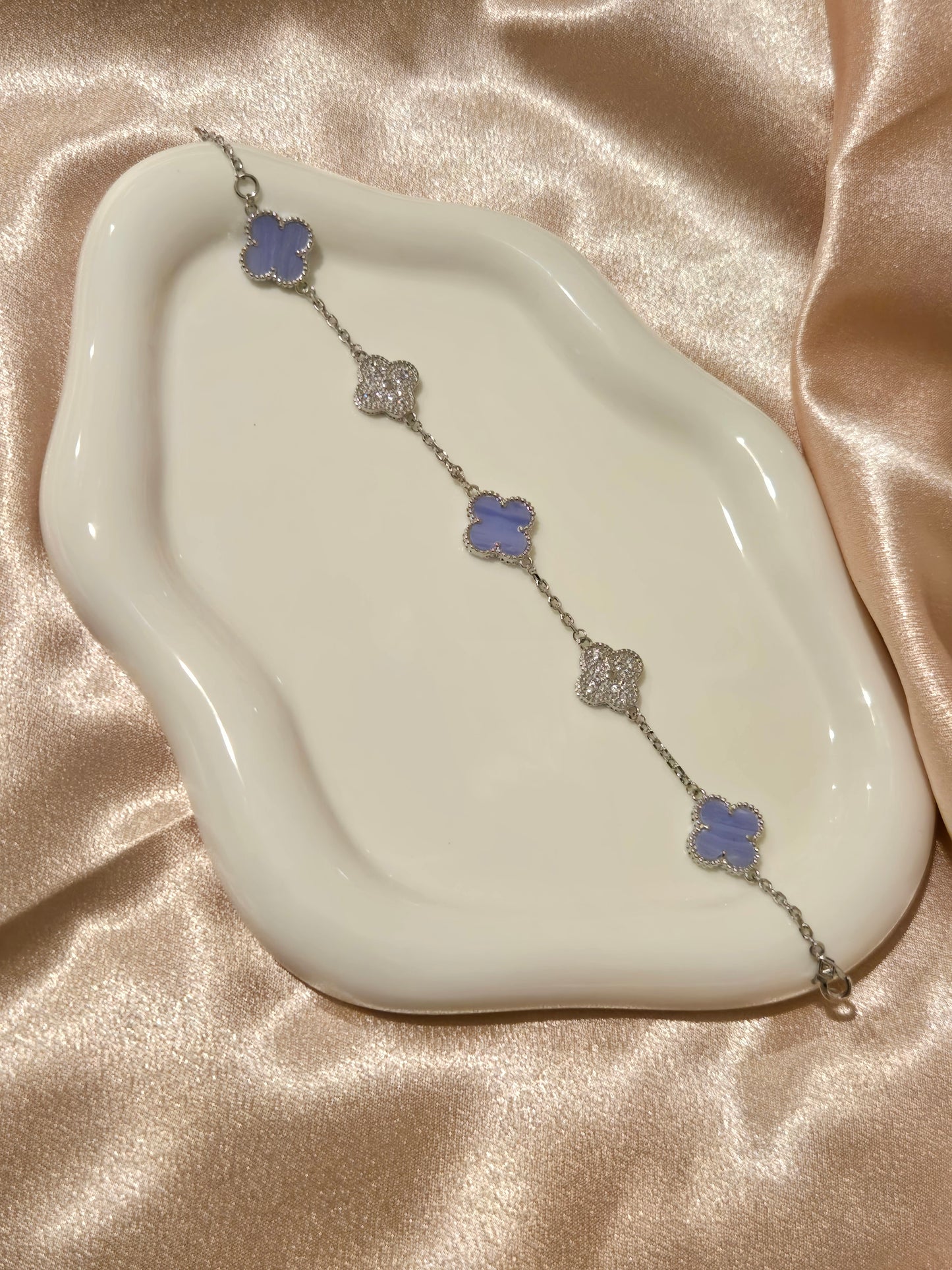 MIMI Blue & Silver Flower Bracelet - Stainless Steel