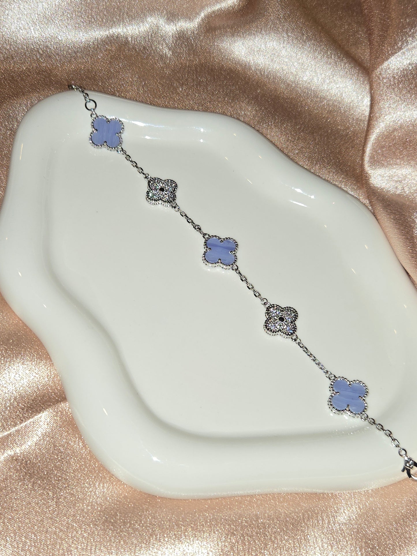 MIMI Blue & Silver Flower Bracelet - Stainless Steel