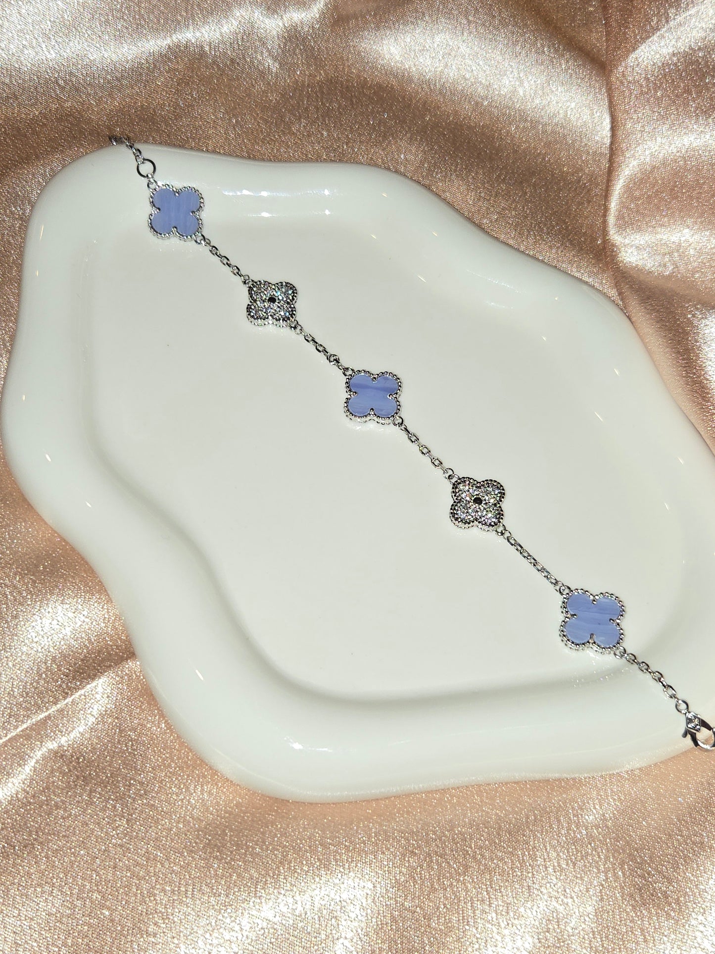 MIMI Blue & Silver Flower Bracelet - Stainless Steel