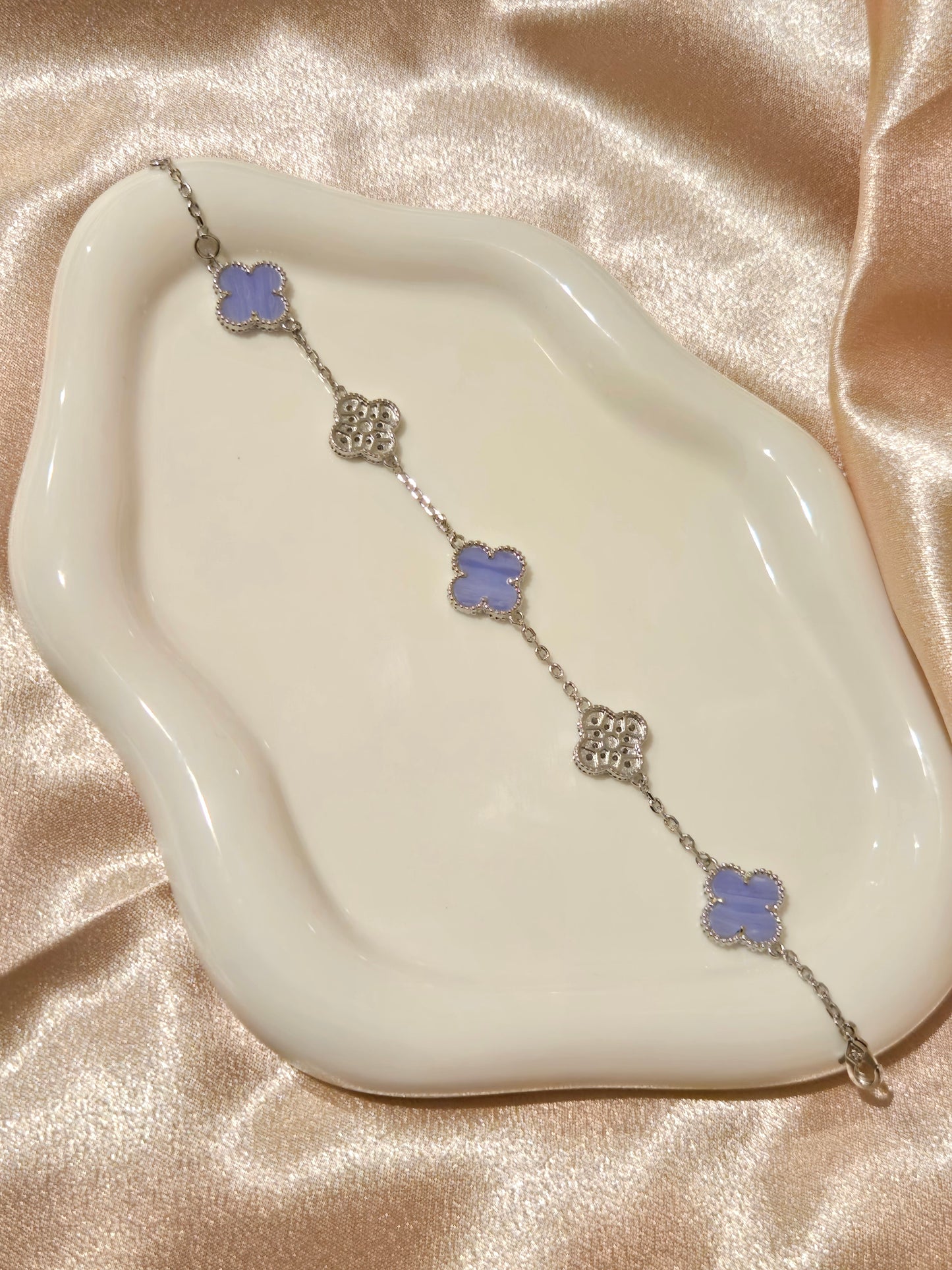 MIMI Blue & Silver Flower Bracelet - Stainless Steel