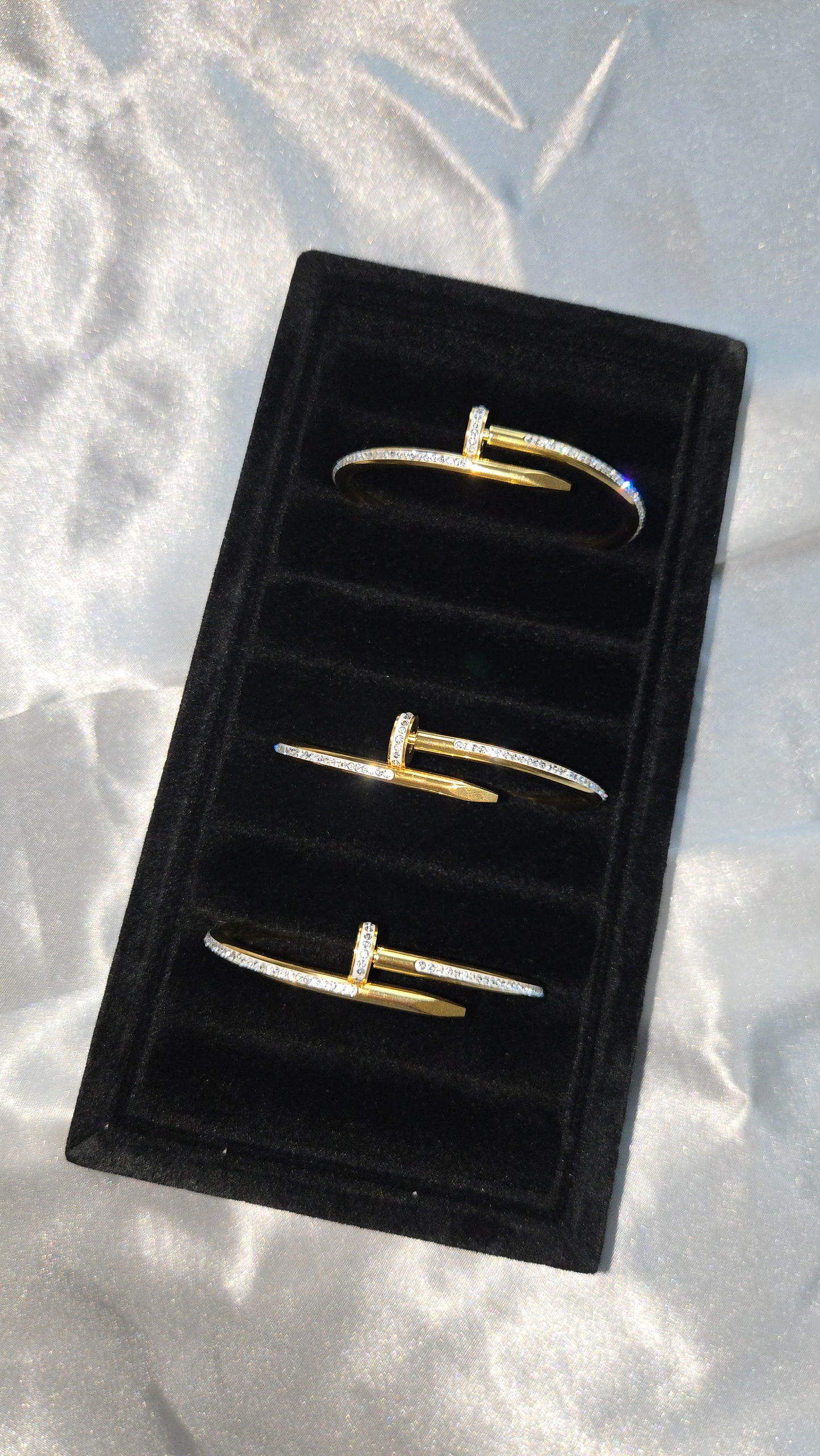LYRA - Gold & Silver Zircon Nail Bangle