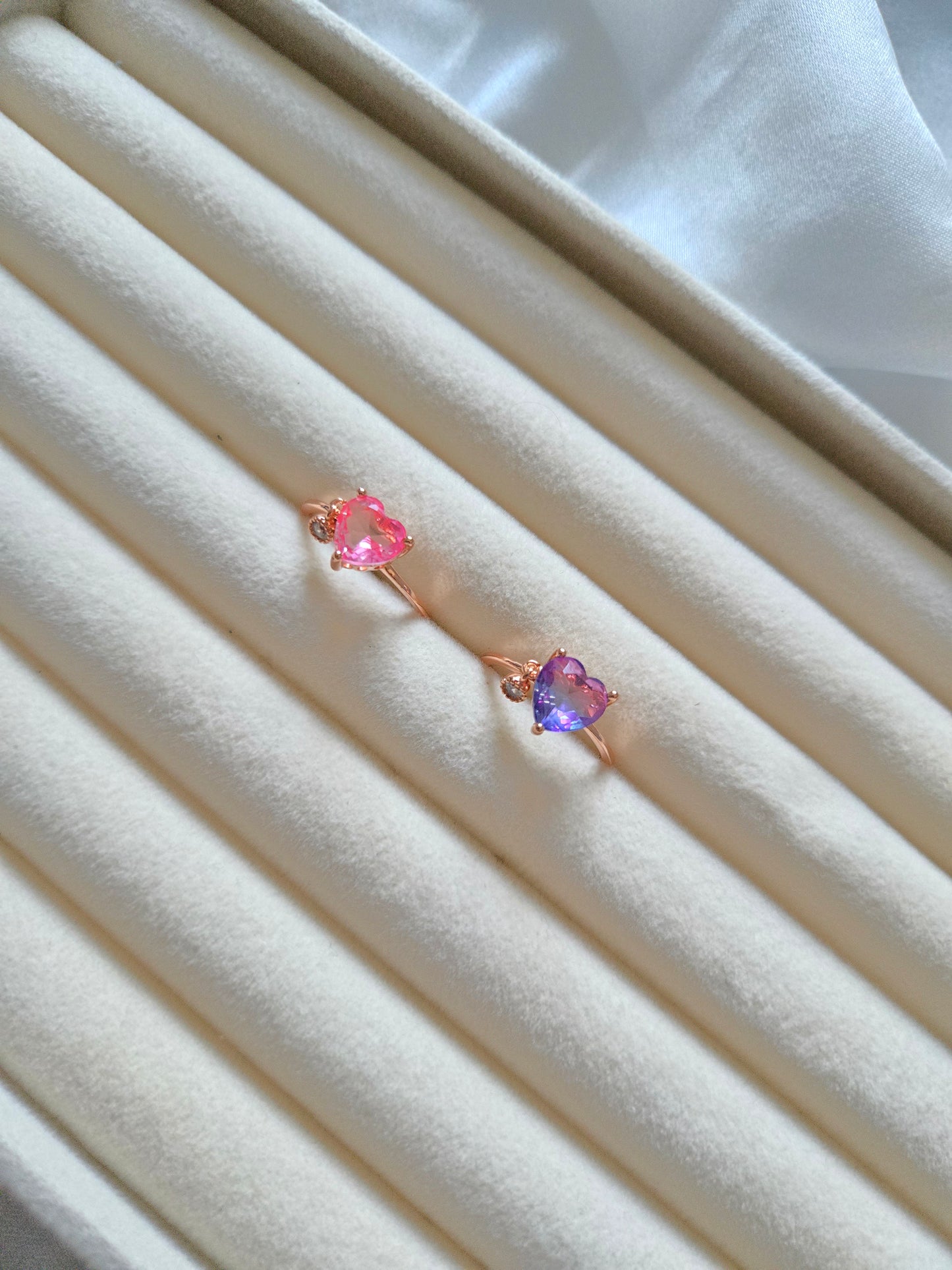 IVY Chrome Jewel Heart Resizable Rings - Brass