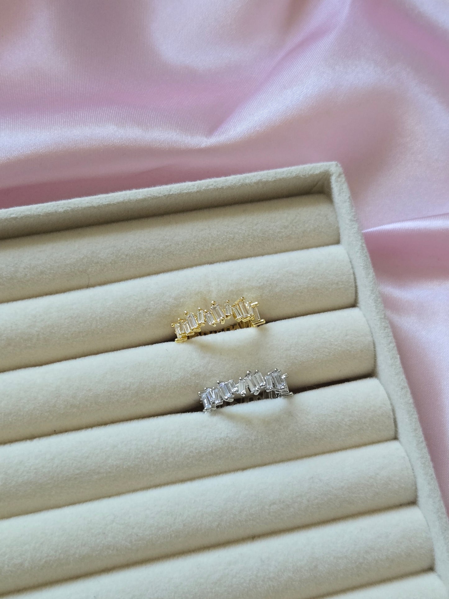 AMARA Rhinestone Resizable Rings - Stainless Steel