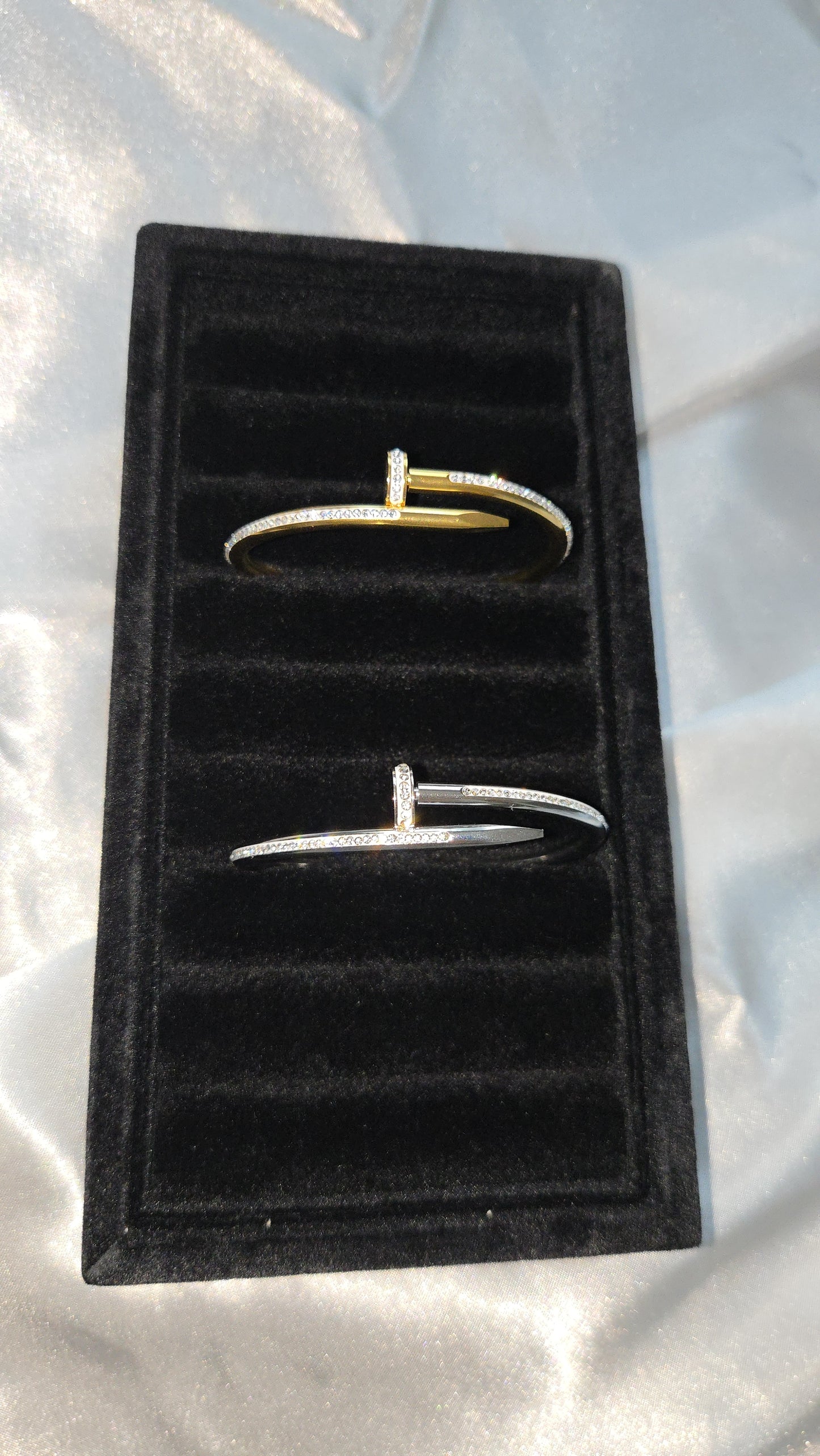 LYRA - Gold & Silver Zircon Nail Bangle