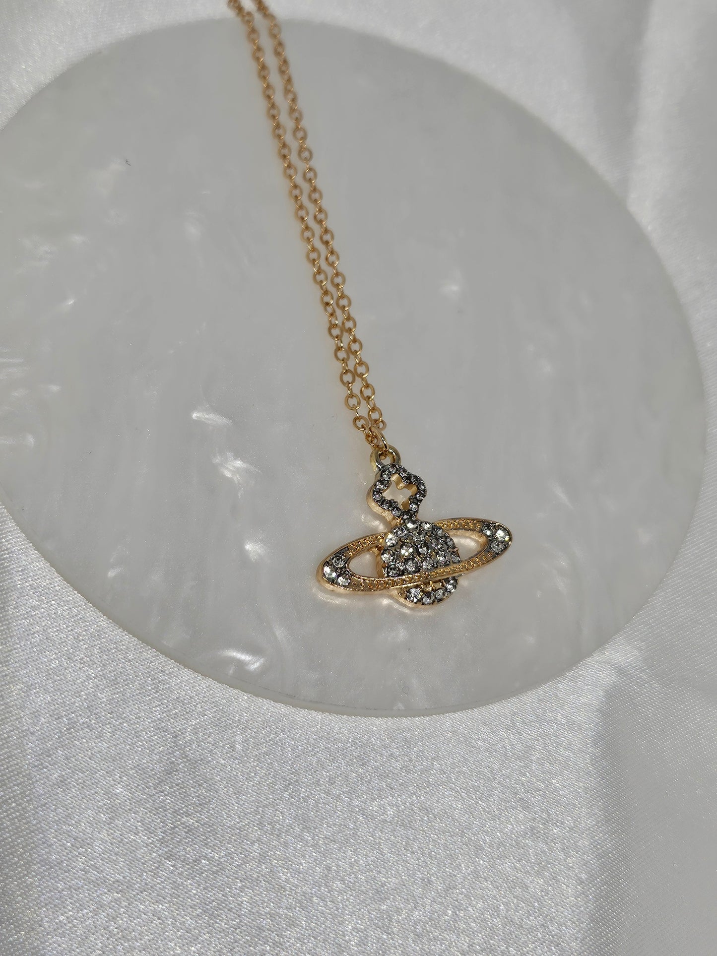 LEENA Gold & Silver Planet Rhinestone Pendant Necklace