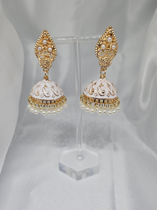 NEELA White Jhumka Earrings