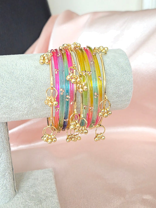 RANIA Raindrop Kashmiri Bangles - Rainbow - Set of 8 + Children Sizes!