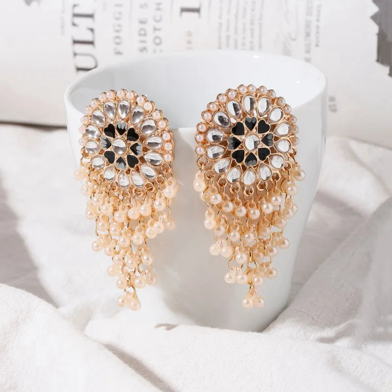 MAHIRA Floral Mirror Jhumka Earrings