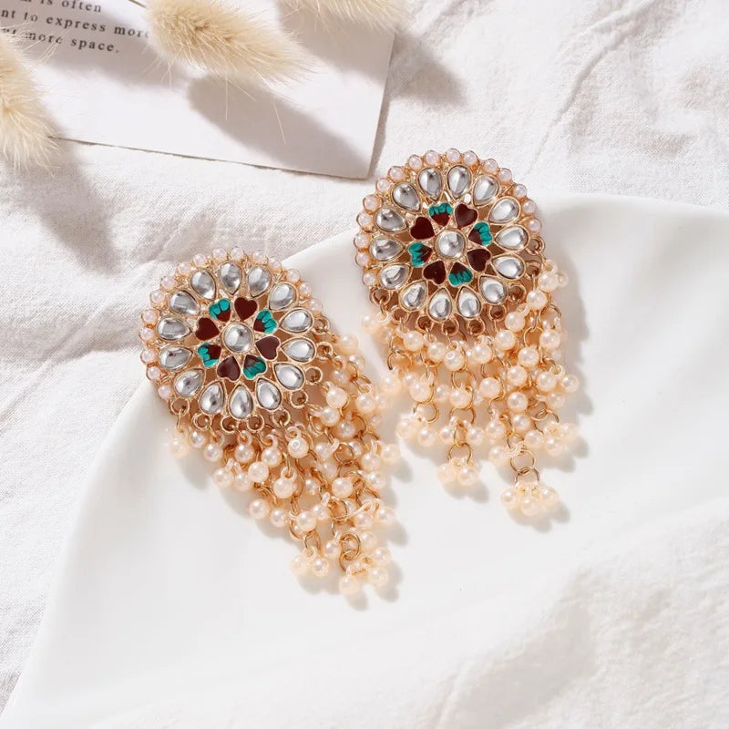 MAHIRA Floral Mirror Jhumka Earrings