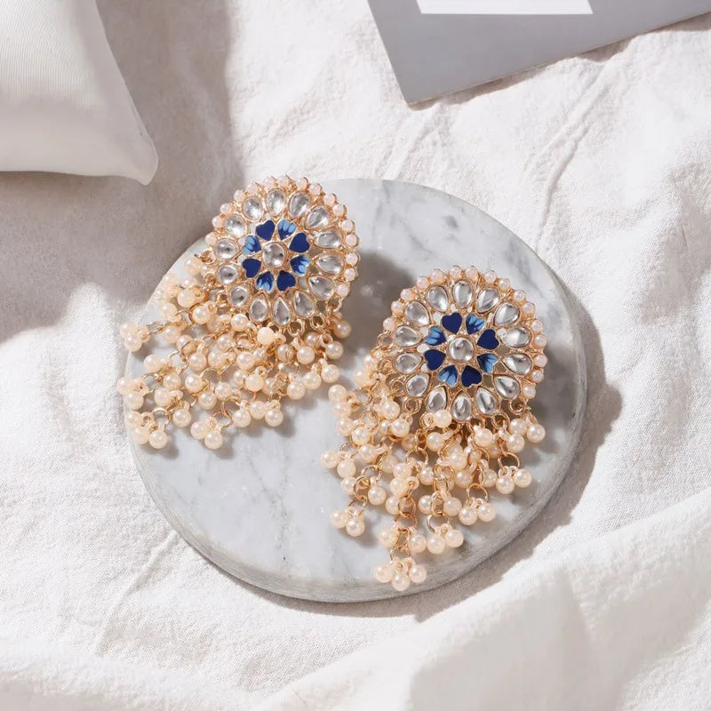MAHIRA Floral Mirror Jhumka Earrings