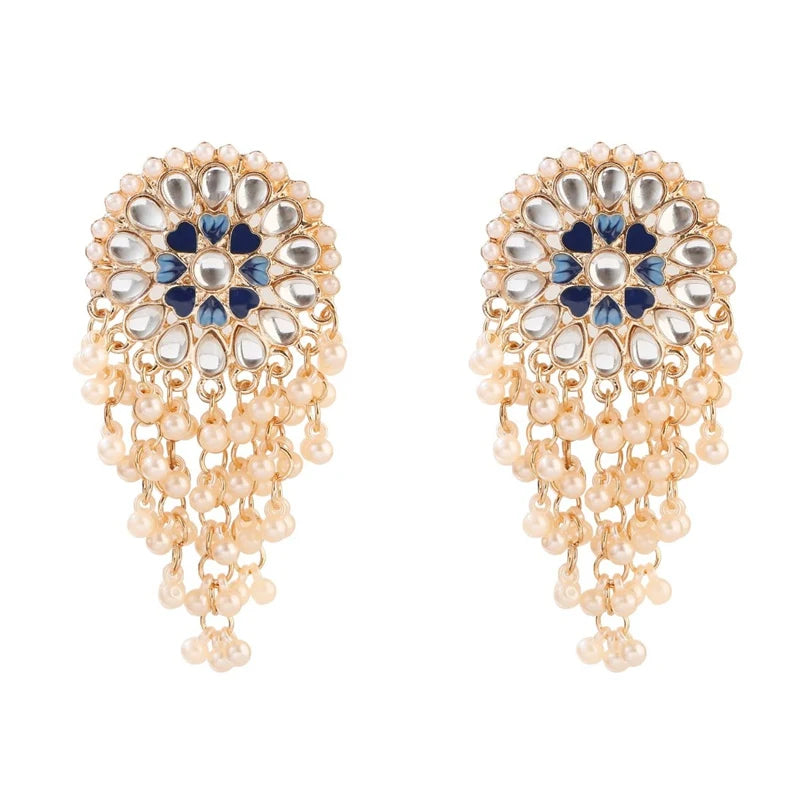 MAHIRA Floral Mirror Jhumka Earrings