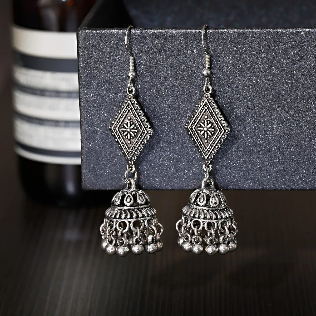 MEHRIN Silver Beaded Tassel Earrings