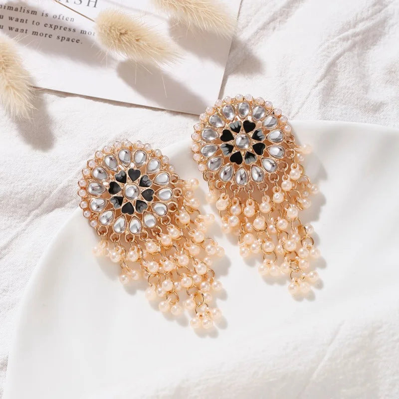 MAHIRA Floral Mirror Jhumka Earrings