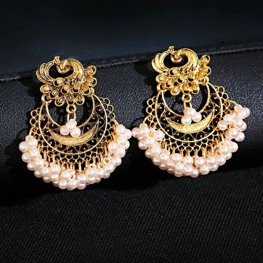 SAFIYA Peacock Pearl Jhumka Earrings
