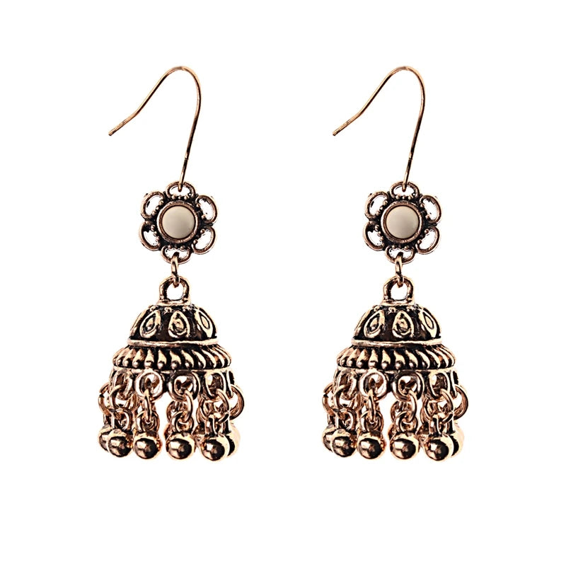 SEHAR Gold & Silver Bell Tassel Earrings