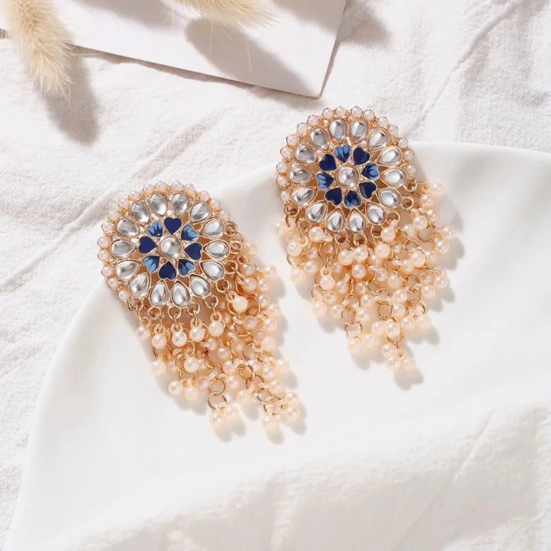 MAHIRA Floral Mirror Jhumka Earrings
