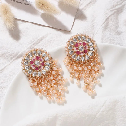 MAHIRA Floral Mirror Jhumka Earrings