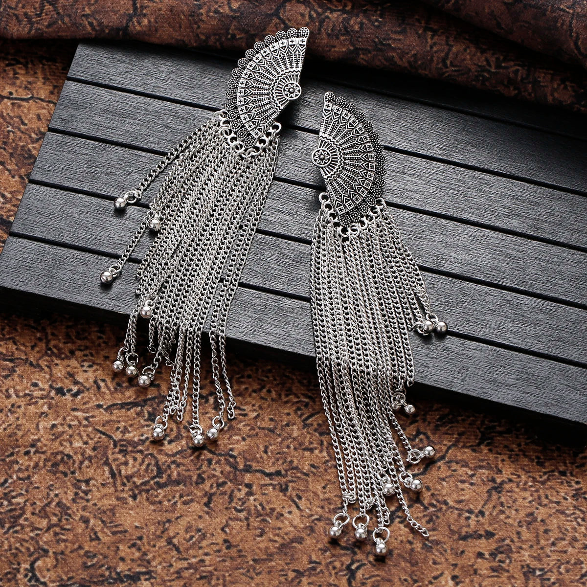 SEHAR Gold & Silver Bell Tassel Earrings