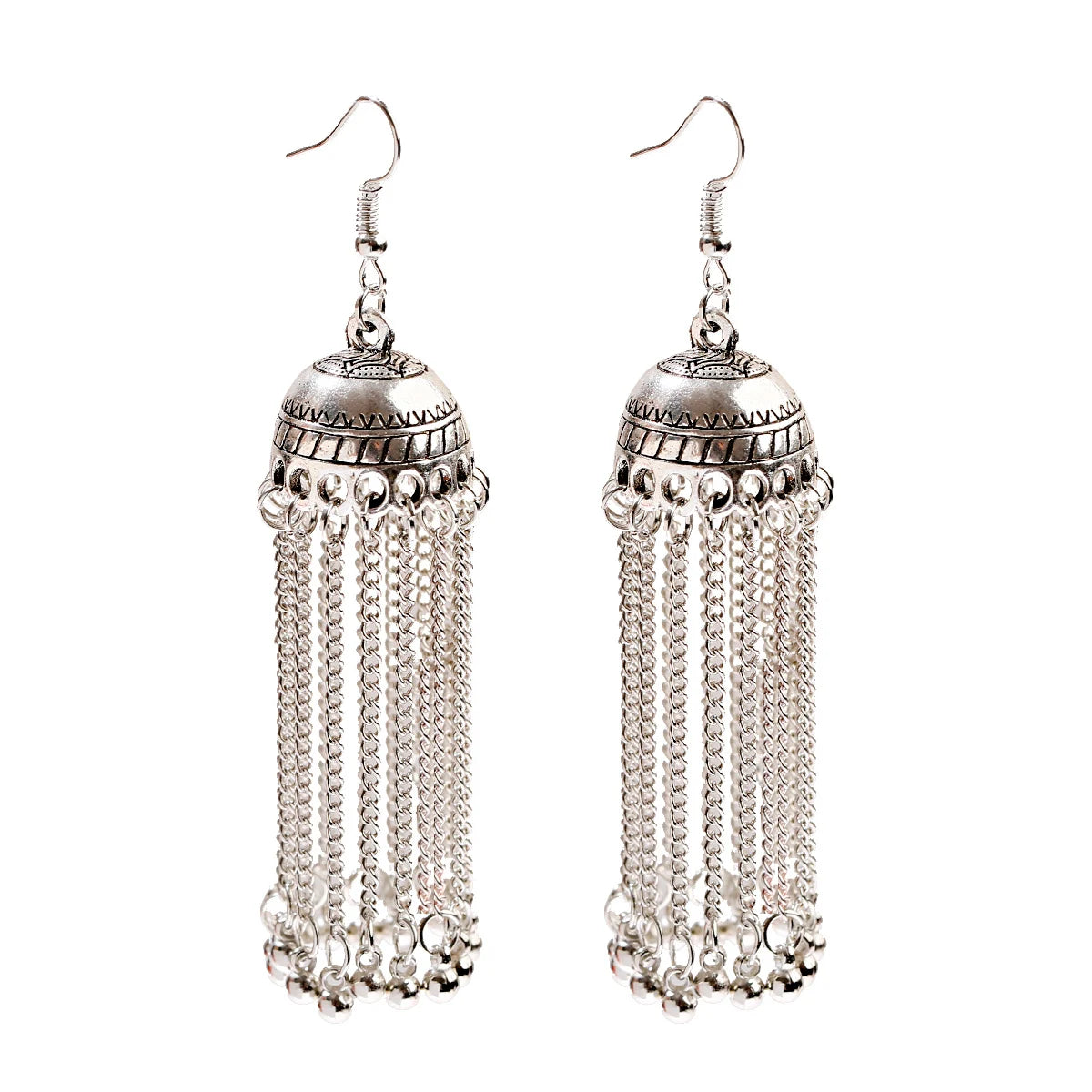 SEHAR Gold & Silver Bell Tassel Earrings