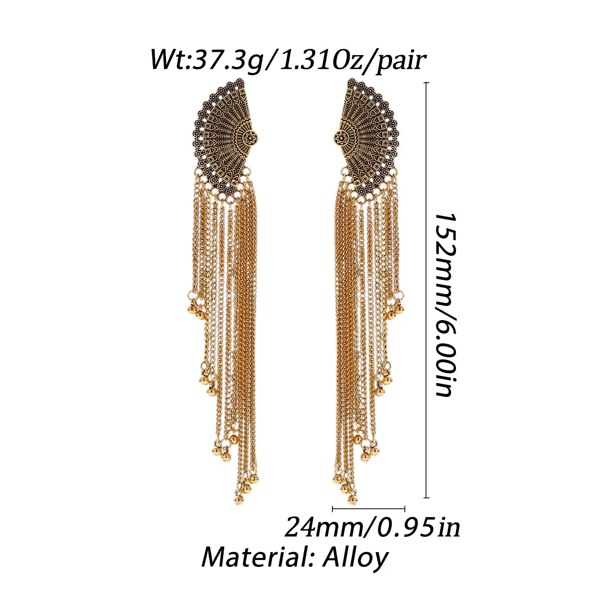 SEHAR Gold & Silver Bell Tassel Earrings