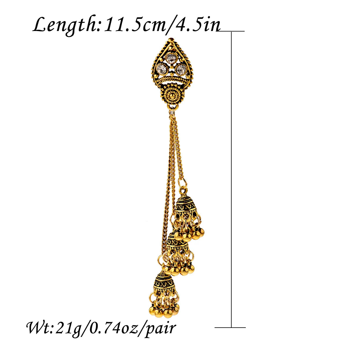 SEHAR Gold & Silver Bell Tassel Earrings
