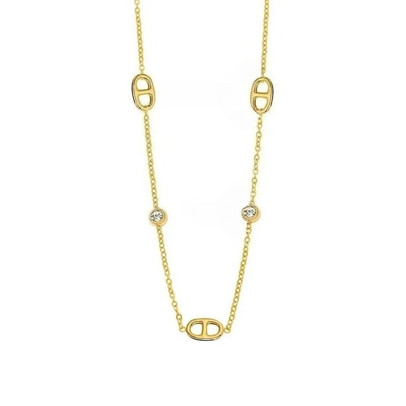 French-Style Minimalist White Diamond Pig-Nose Titanium Steel Women's High-End Collar Chain Versatile Exquisite Simple Design