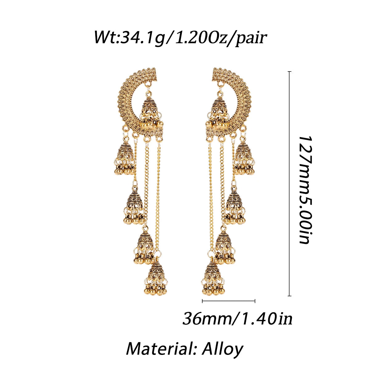 SEHAR Gold & Silver Bell Tassel Earrings