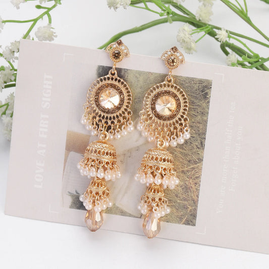 AMEERA Crystal Drop Jhumka Earrings