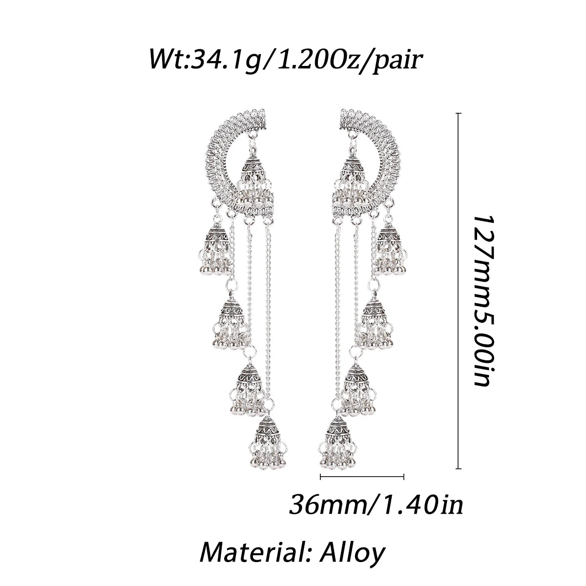 SEHAR Gold & Silver Bell Tassel Earrings