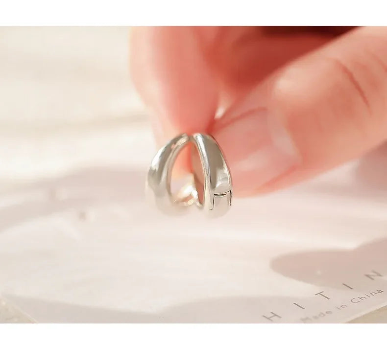 SHAYLA 925 Silver Hoop Earrings
