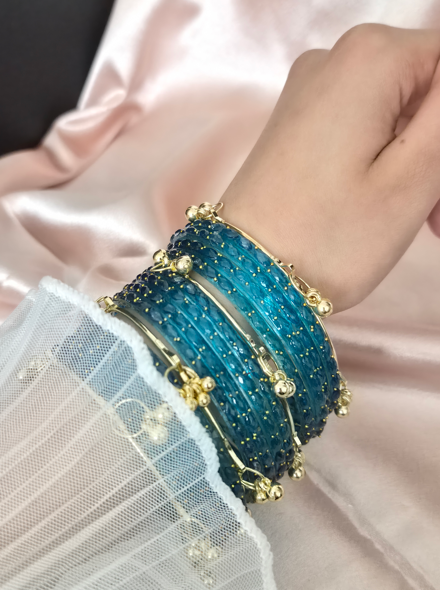HAWA Kashmiri Bangles - Blue - Set of 8