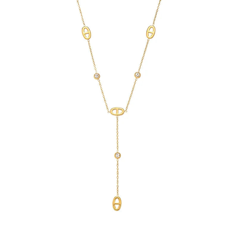 French-Style Minimalist White Diamond Pig-Nose Titanium Steel Women's High-End Collar Chain Versatile Exquisite Simple Design