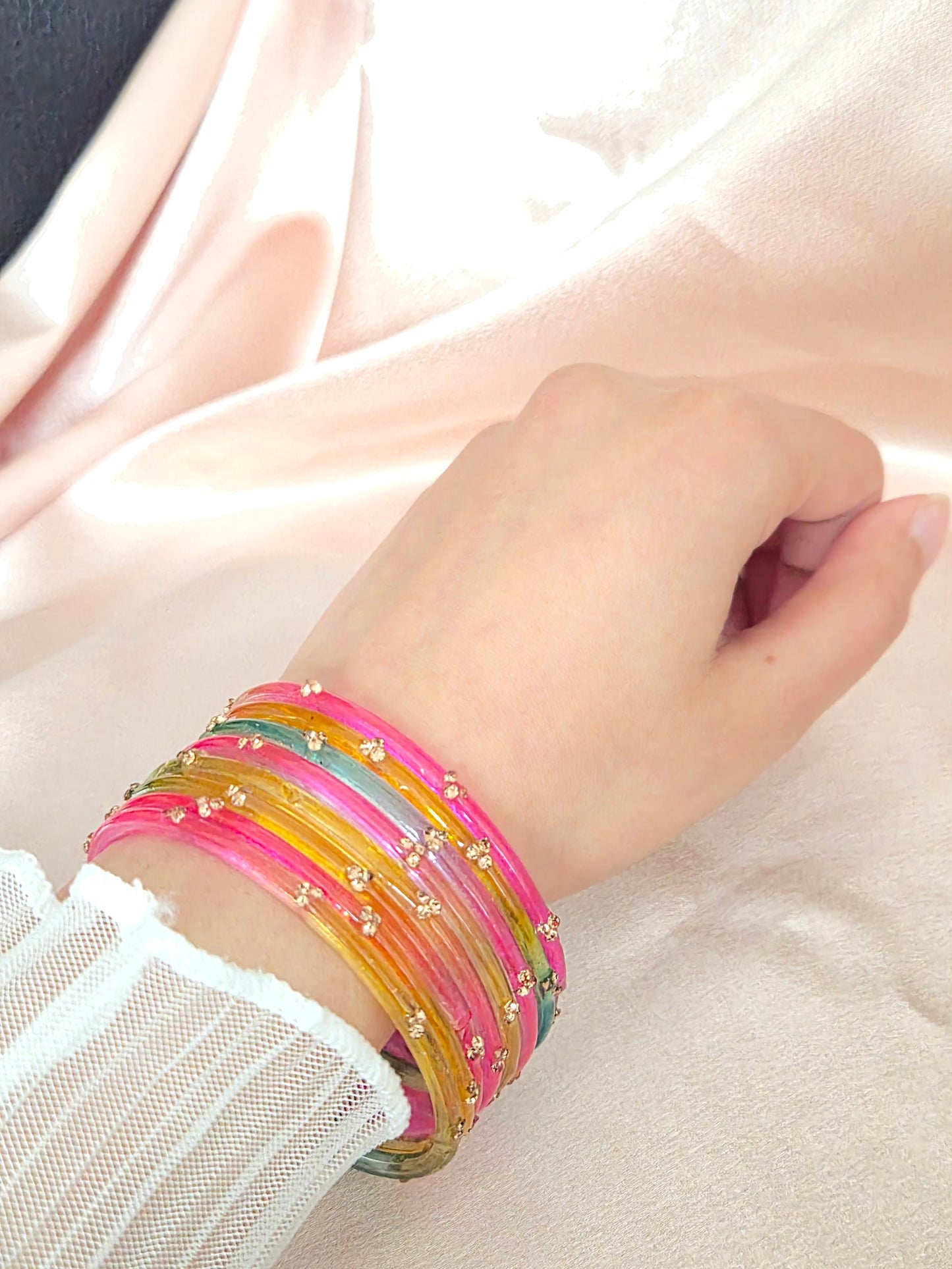 RANIA Raindrop Bangles - Rainbow - Set of 8 + Children Sizes!