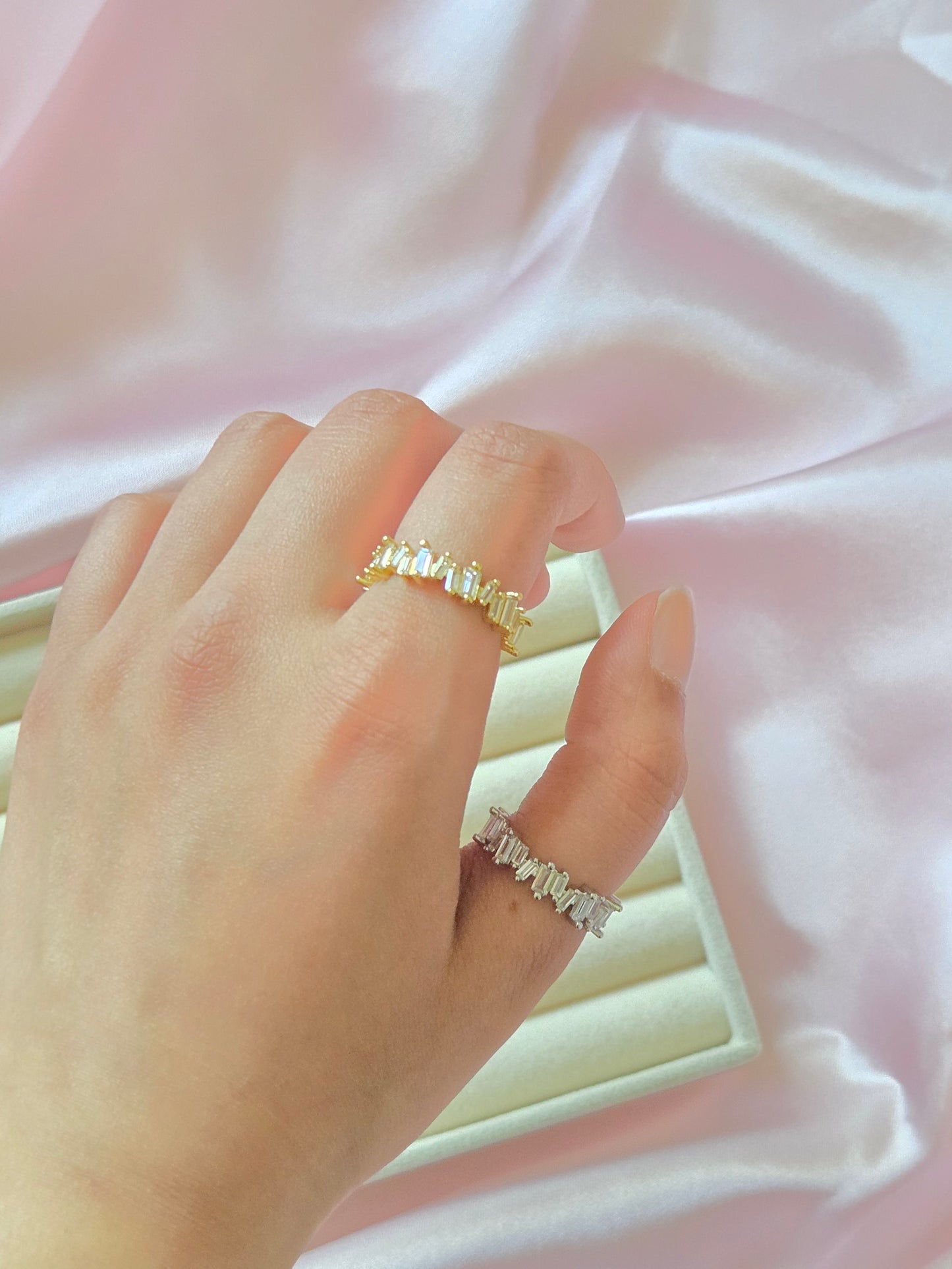 AMARA Rhinestone Resizable Rings - Stainless Steel