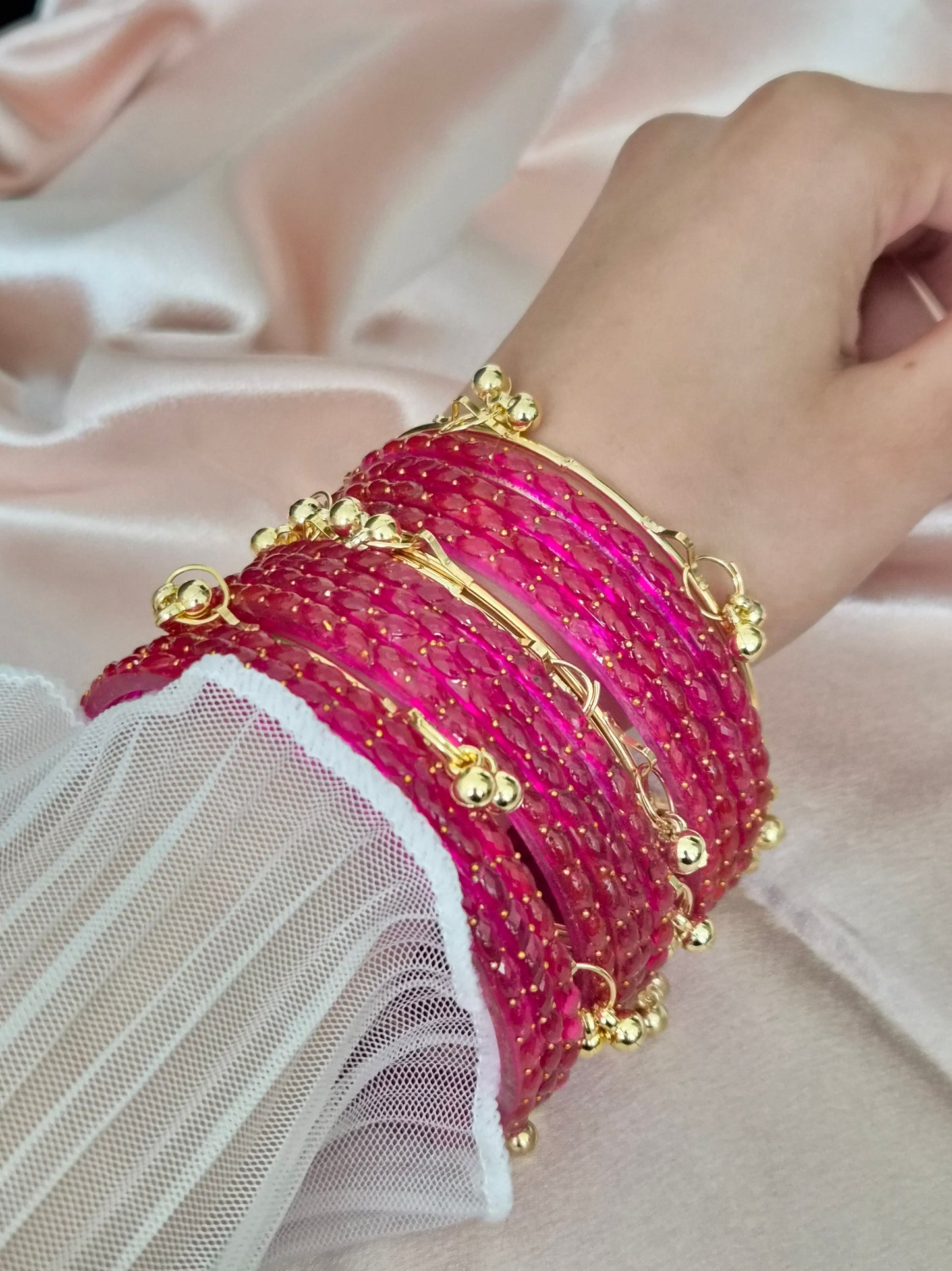 HAWA Kashmiri Bangles - Pink - Set of 8