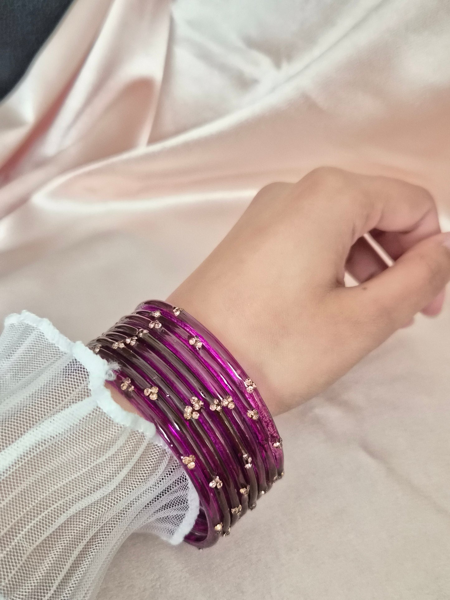 RANIA Raindrop Bangles - Purple - Set of 8 + Children Sizes!