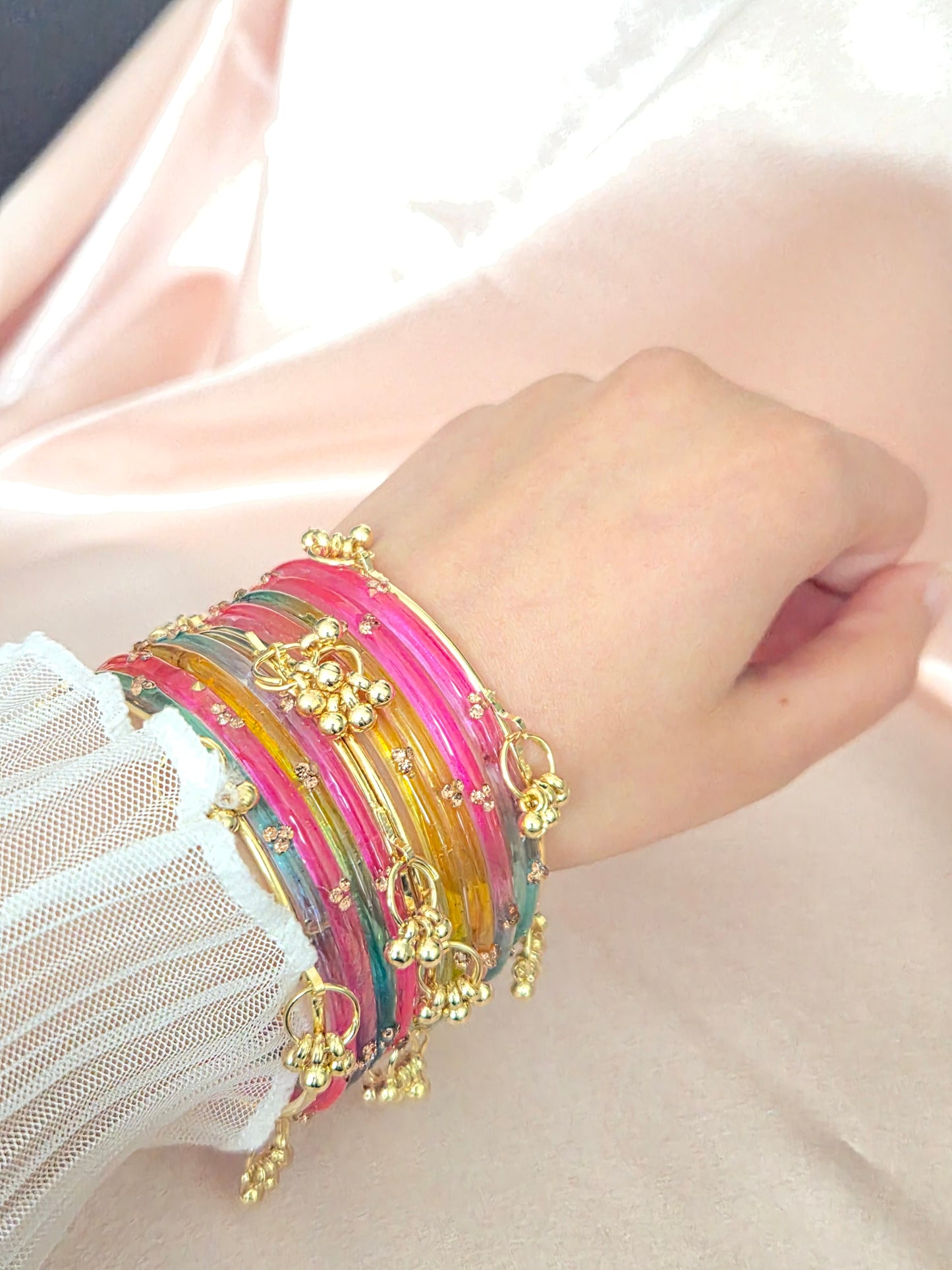 RANIA Raindrop Kashmiri Bangles - Rainbow - Set of 8 + Children Sizes!