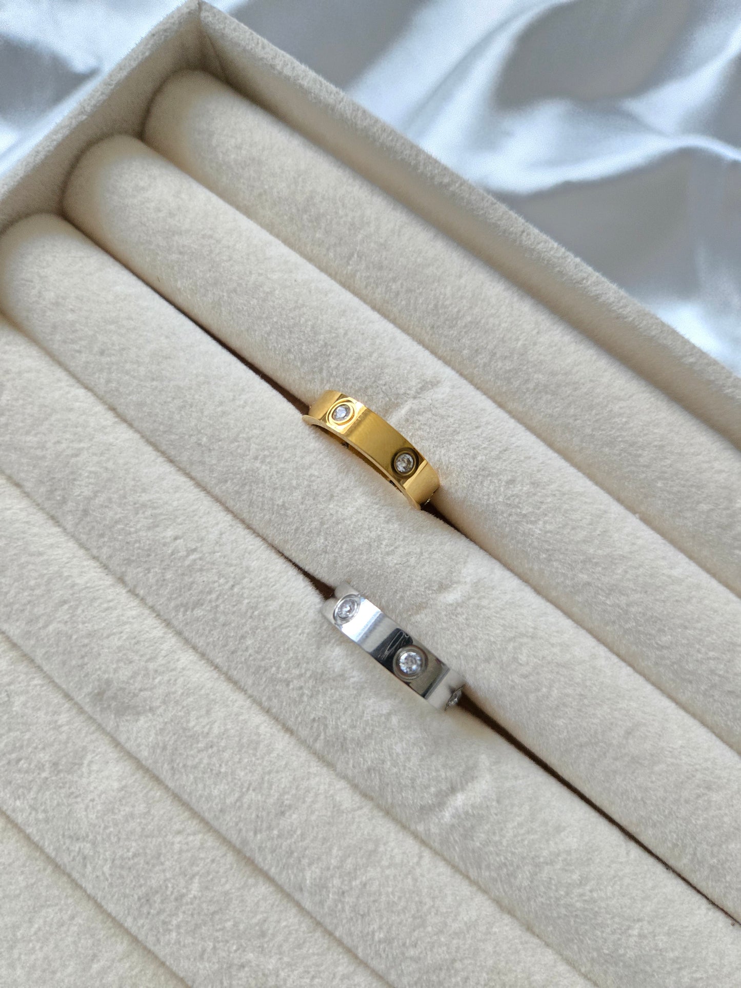 AYLA Gold & Silver Zircon Jewel Band Rings - Stainless Steel