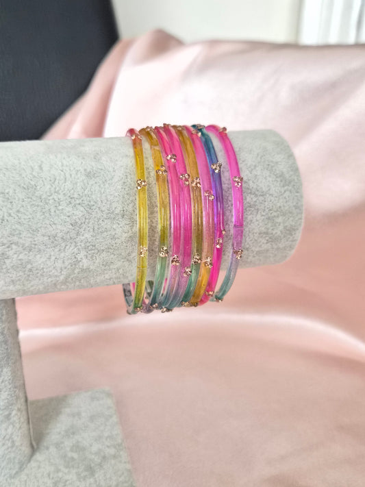 RANIA Raindrop Bangles - Rainbow - Set of 8 + Children Sizes!