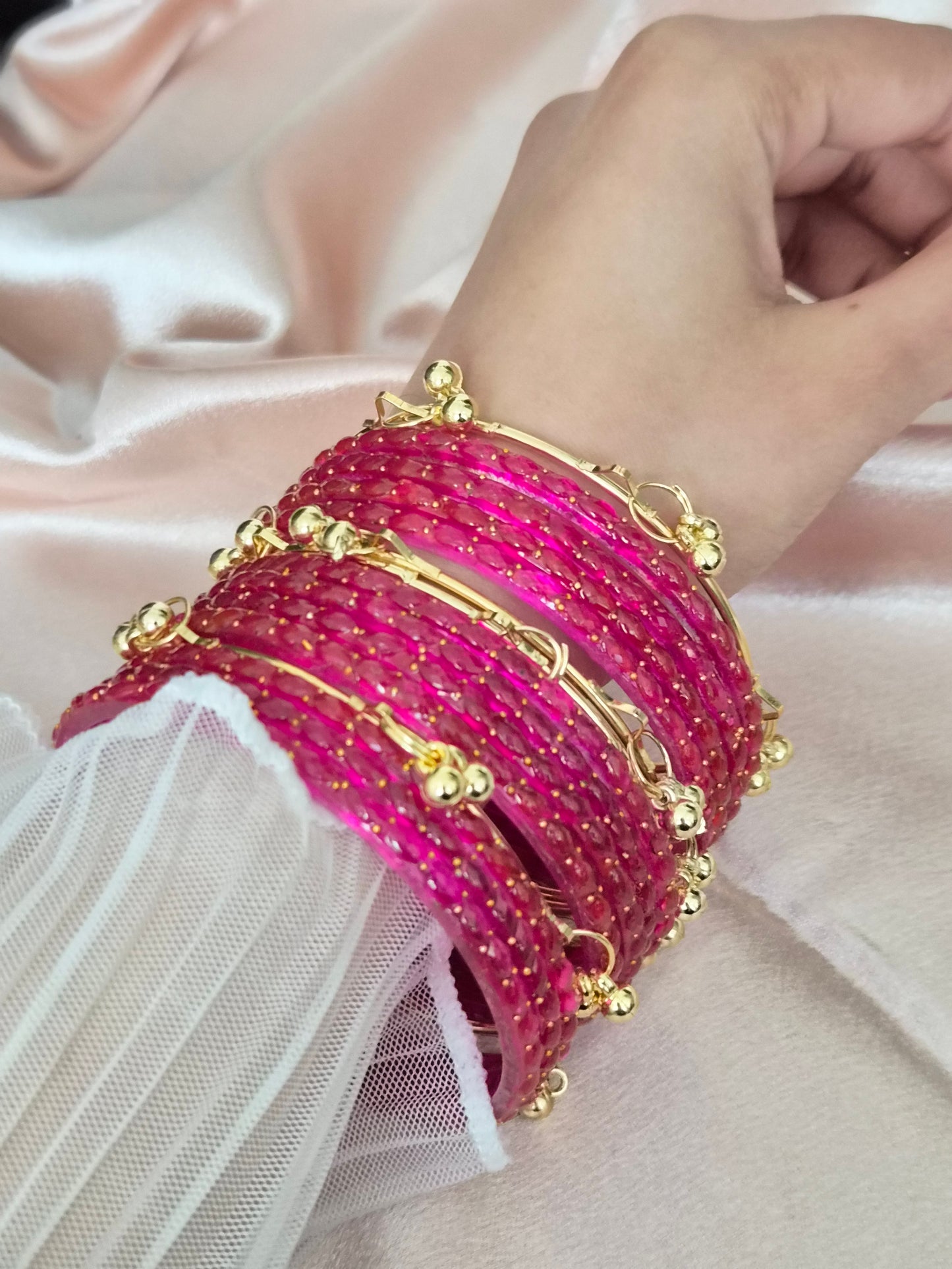 HAWA Kashmiri Bangles - Pink - Set of 8
