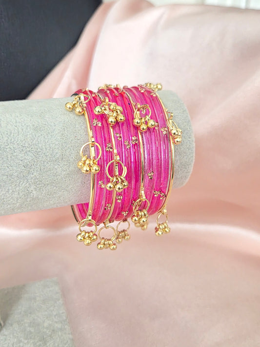 RANIA Raindrop Kashmiri Bangles - Pink - Set of 8 + Children Sizes!
